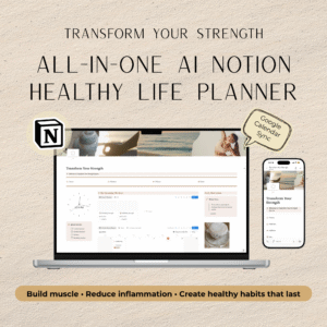 Transform Your Strength: 90-Day Notion Habit & Strength Builder; workout plan; nutrition guide